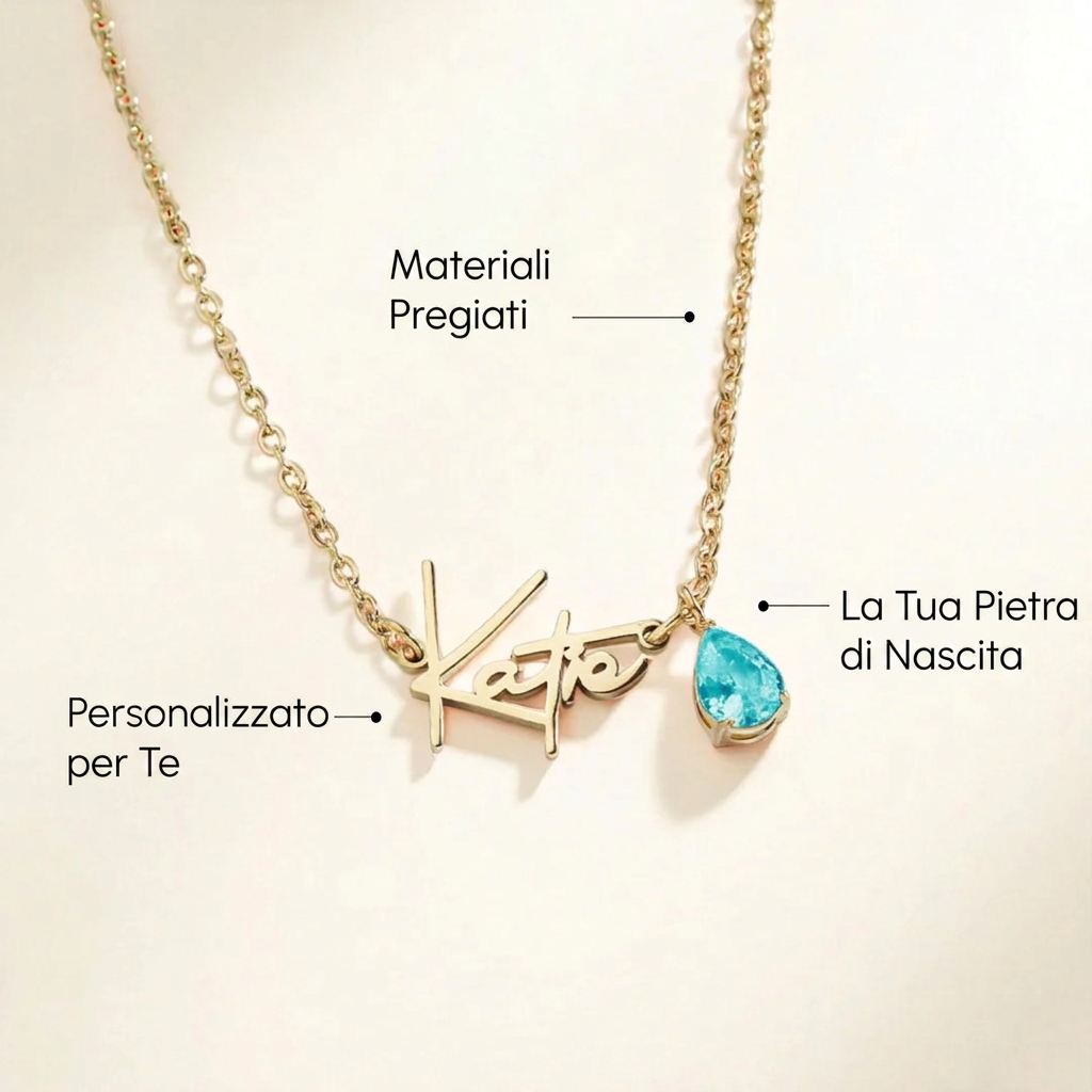 Heliora™ - La collana personalizzata con il tuo nome e la tua pietra di nascita